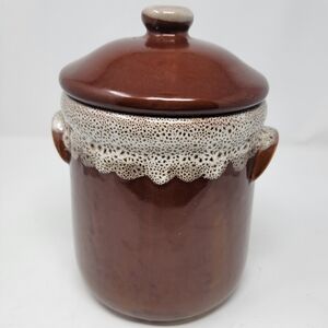 Vintage Cottage Series by Himark brown drip glaze canister